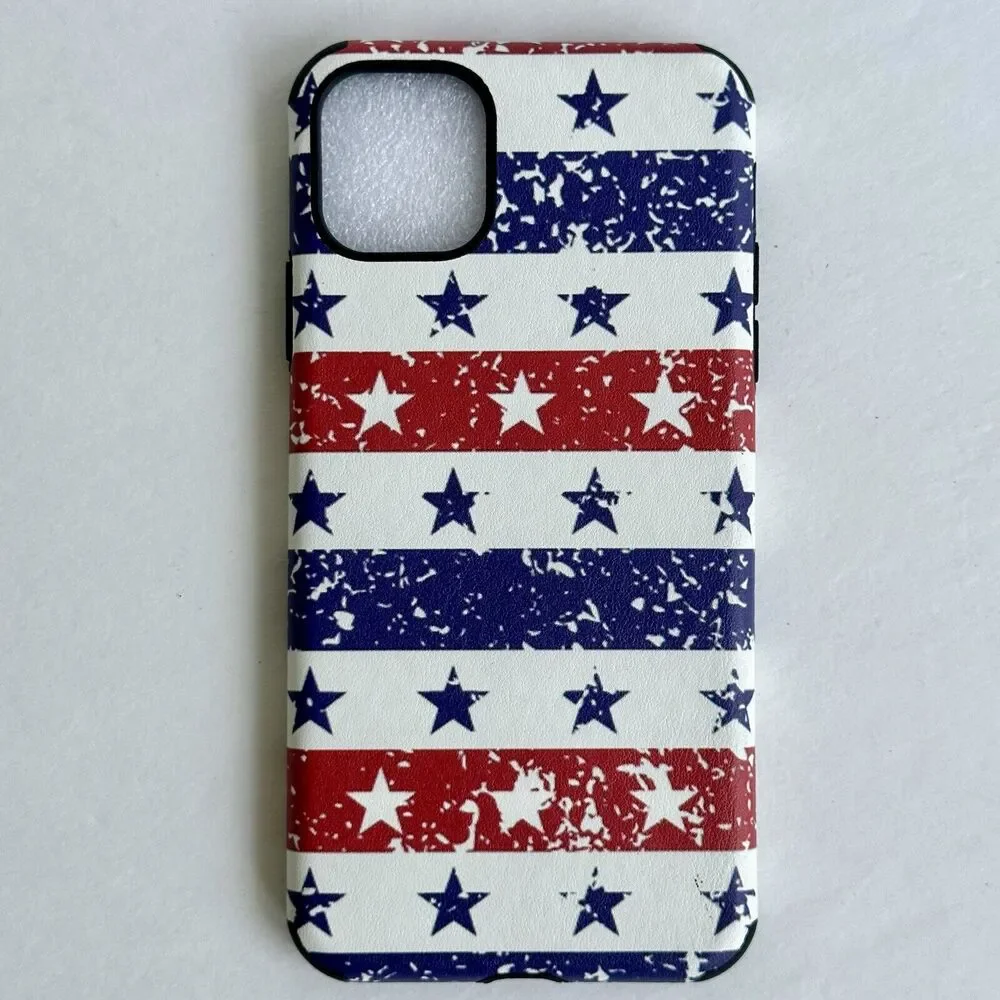 iPhone 11 Pro Max Patriotic Stars & Stripes Leather Case 6.5